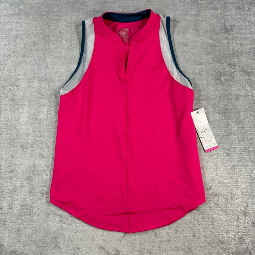 Lucky in Love Tank Top Womens XS Pink Vaportex Tennis Golf Sleeveless GT138645